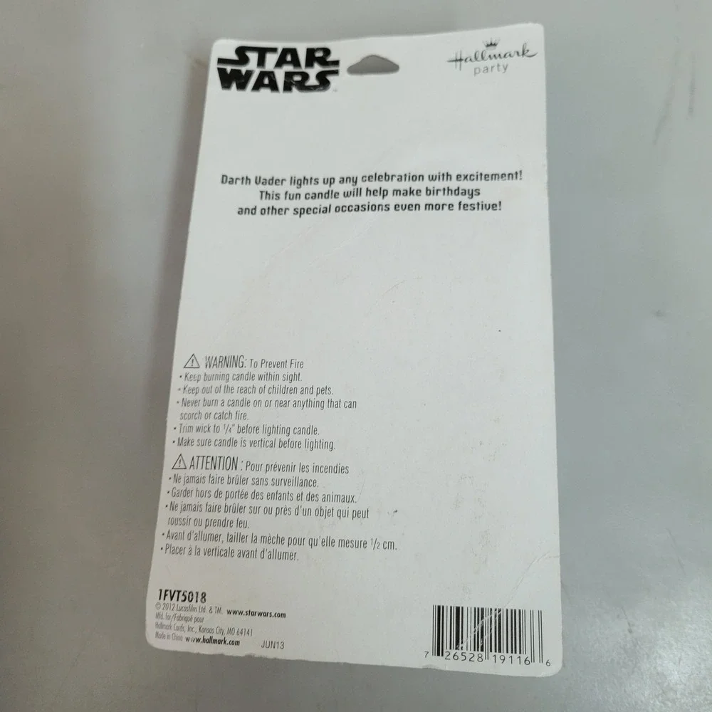 RARE! Star Wars Darth Vader Hallmark Party Candle Lightsaber WicK New 2012